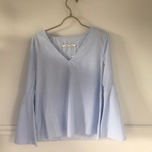 Zara blue white striped cotton shirt